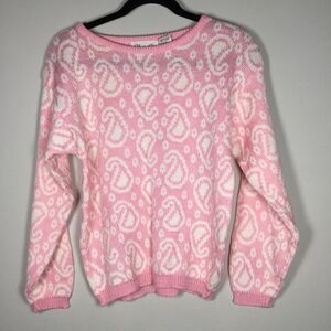 Vintage 90s Pink Fairy Kei Cottagecore Cabincore Preppy Fall Autumn Sweater M